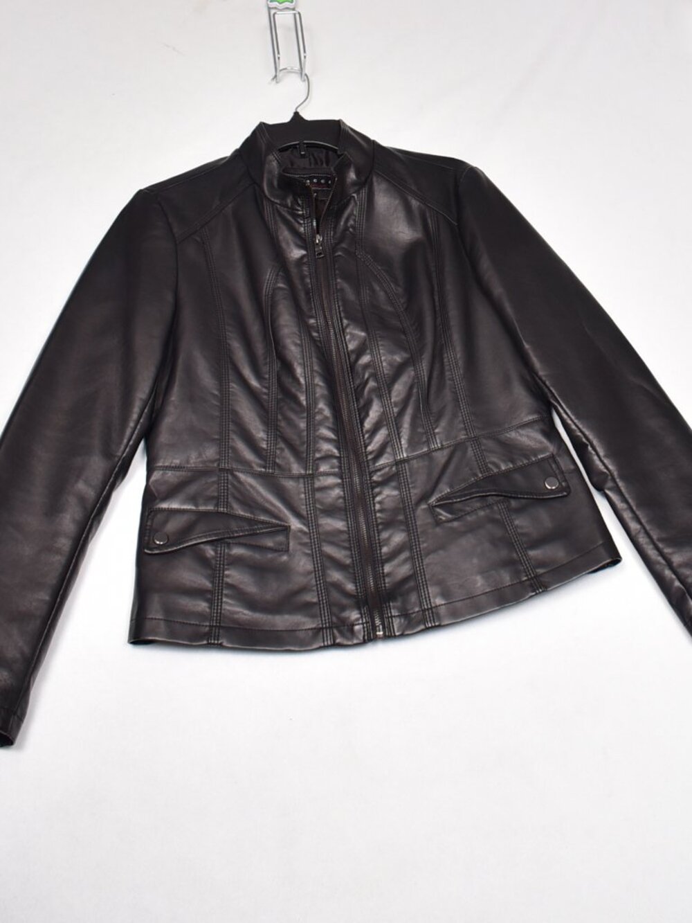 Giacca Faux Leather Women's Jacket Size Medium - Picture 4 of 11